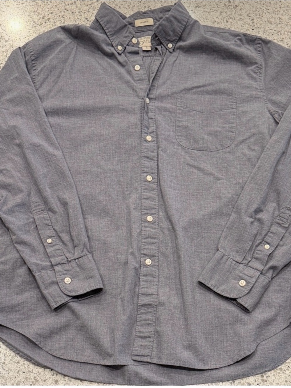 J. Crew Men's Button-Down Shirt - Heathered Blue/Grey 100% Cotton
Mens Large